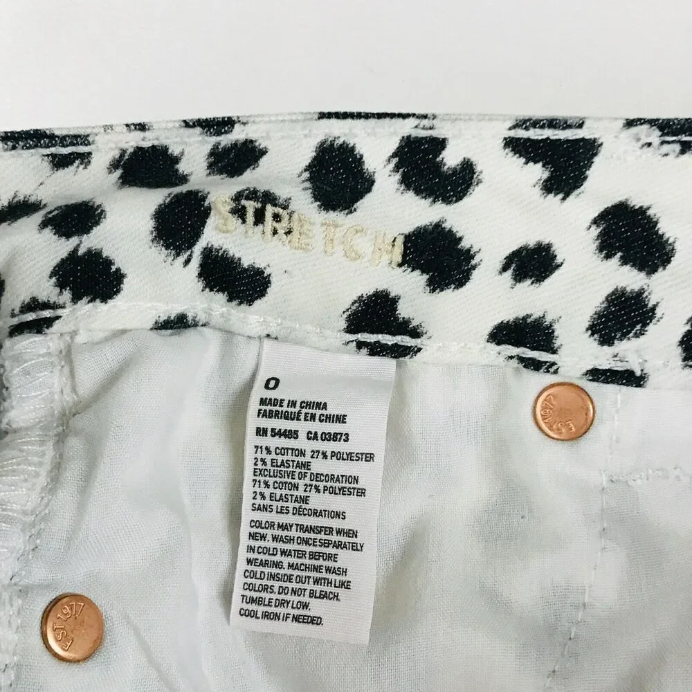 American Eagle Women's 0 Shorts White Black Animal Print Stretch Cut-Off CE16